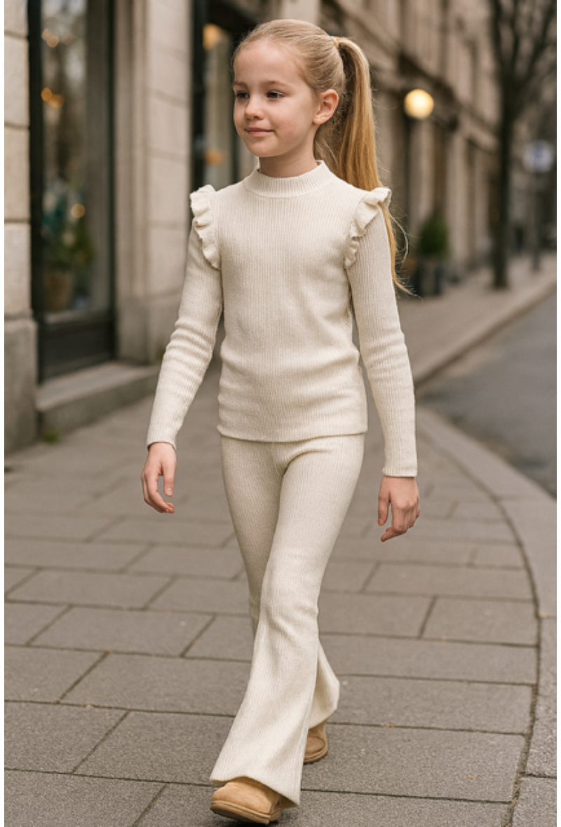 Großhändler Squared & Cubed - Strickset mit Rüschenpullover + Schlaghose