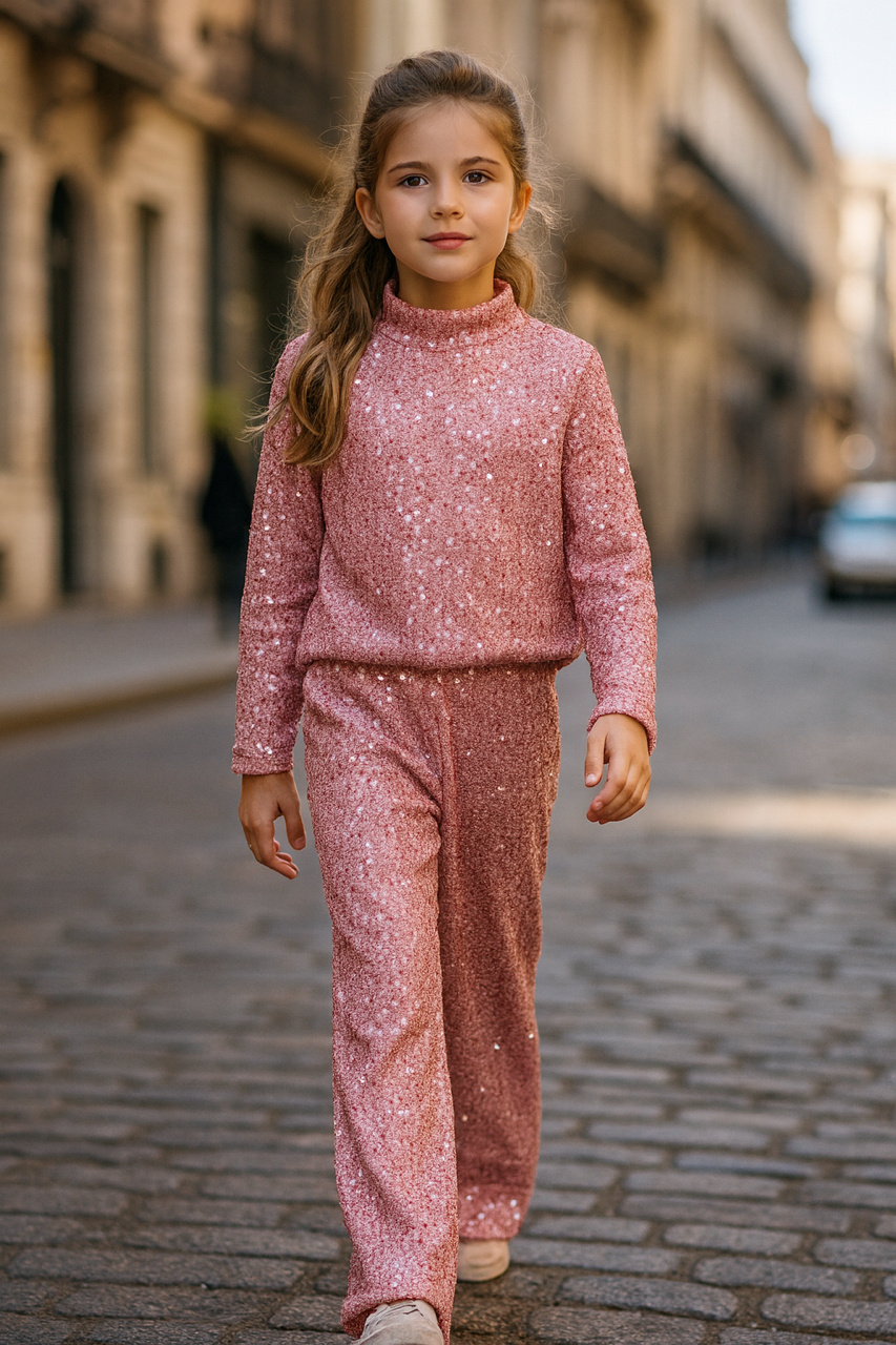 Grossiste Squared & Cubed - Ensemble top manches longues + pantalon large en sequins