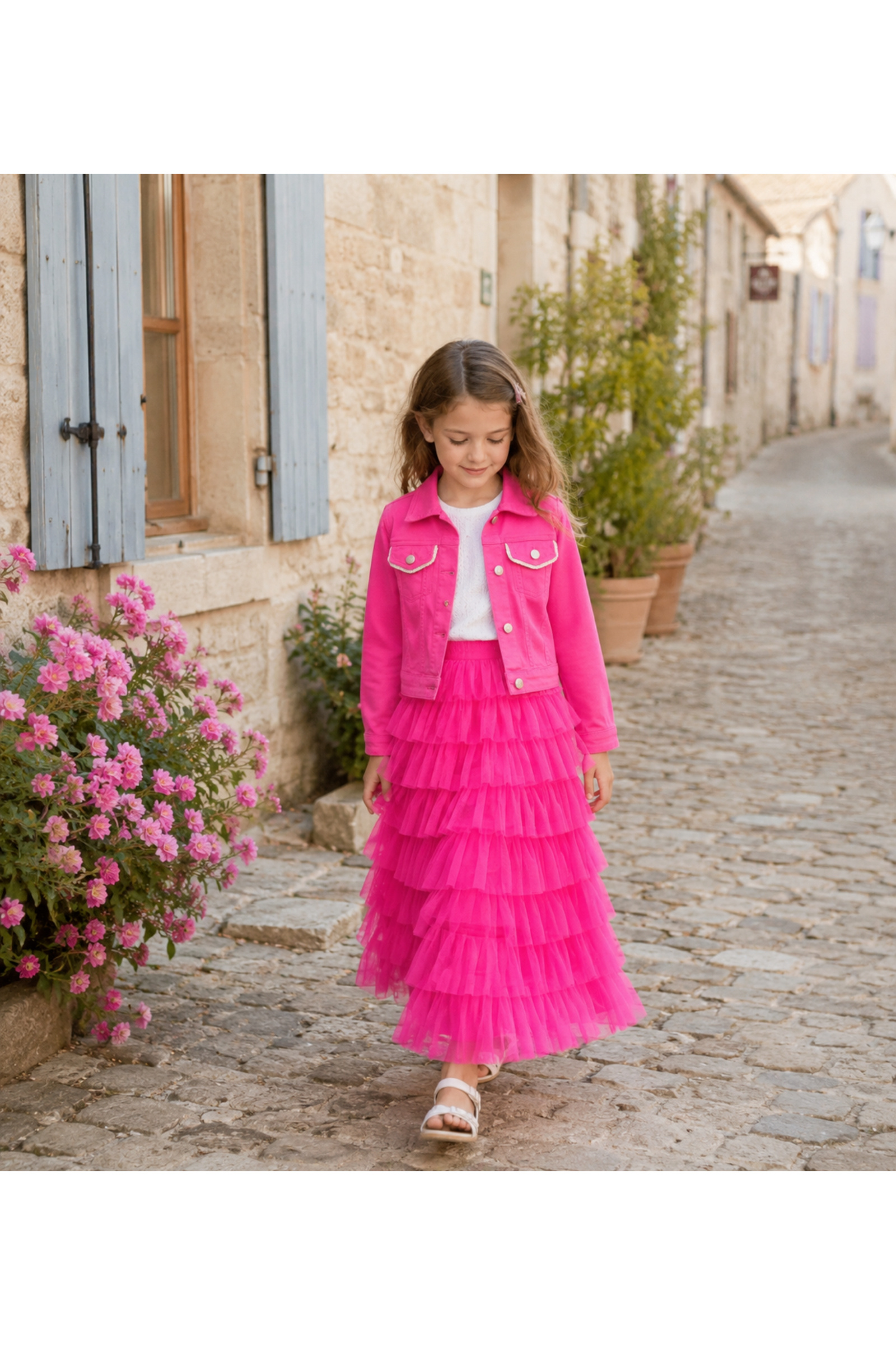 Grossiste Squared & Cubed - Ensemble fille veste en jeans + jupe longue en tulle
