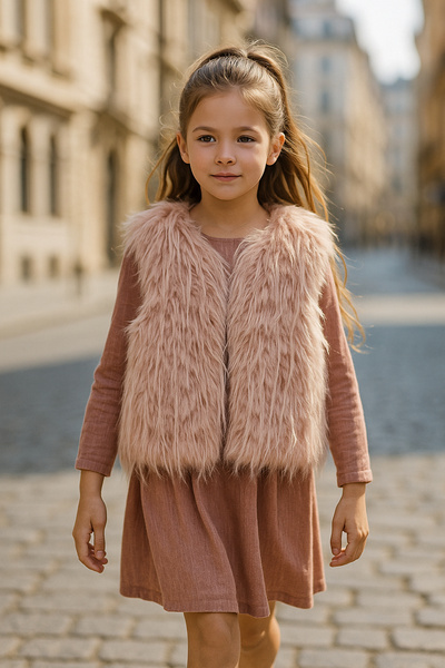 Grossiste Squared & Cubed - Gilet sans manches fille imitation fausse fourrure Grossiste Squared & Cubed - Gilet sans manches fille imitation fausse fourrure
