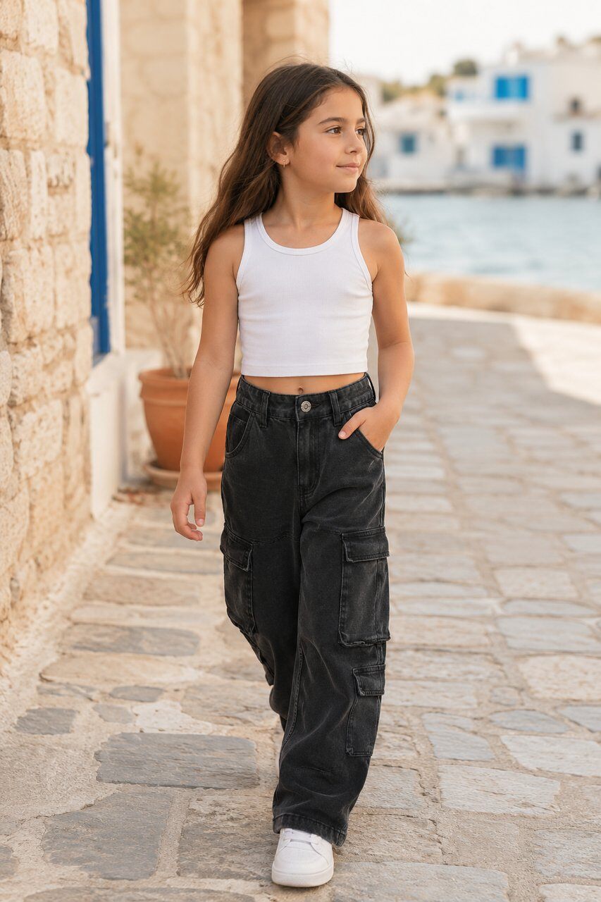Wholesaler Squared & Cubed - Girls' wide-leg cargo jeans