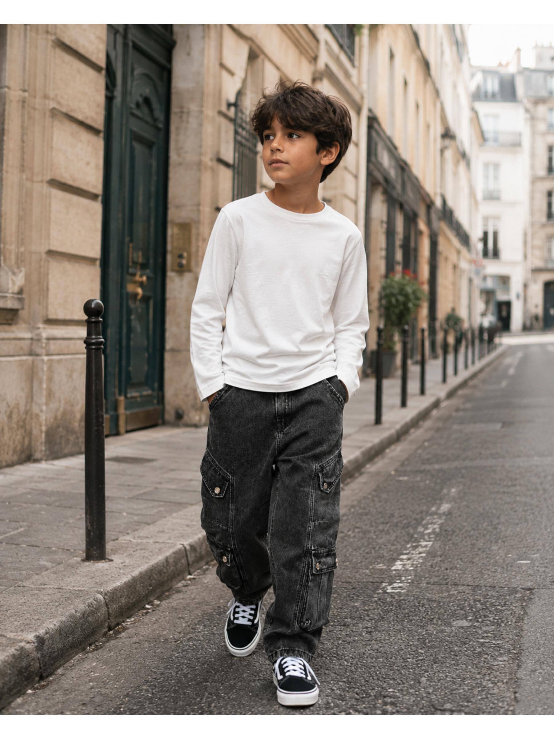 Großhändler Squared & Cubed - Jungen-Jeans mit weitem Barrel-Schnitt und Cargo-Taschen