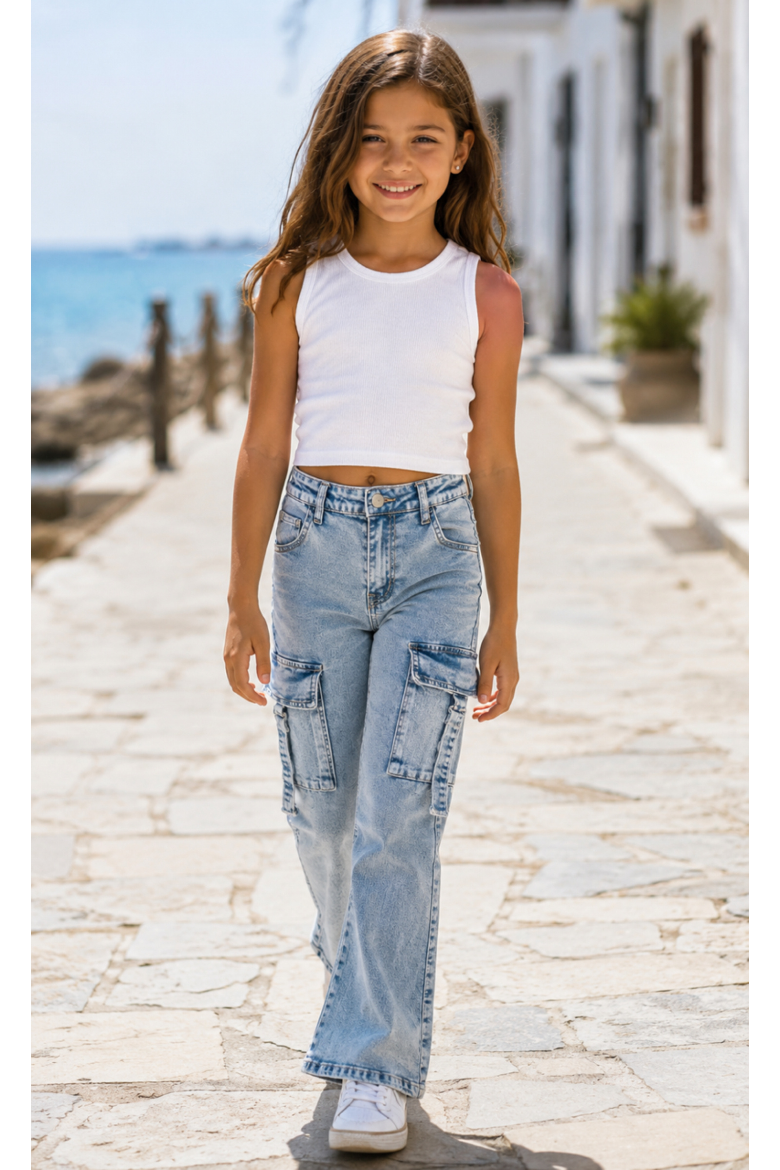 Grossiste Squared & Cubed - Jean cargo flare fille