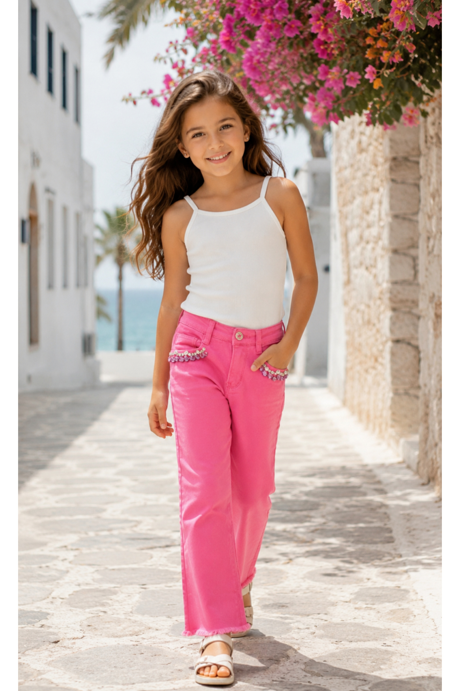 Grossiste Squared & Cubed - Jeans flare fille avec pierres strass