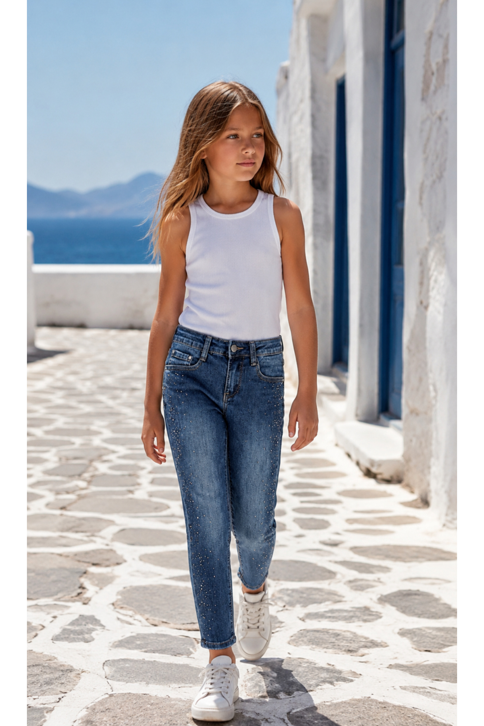 Grossiste Squared & Cubed - Jeans slim fille orné de petits strass