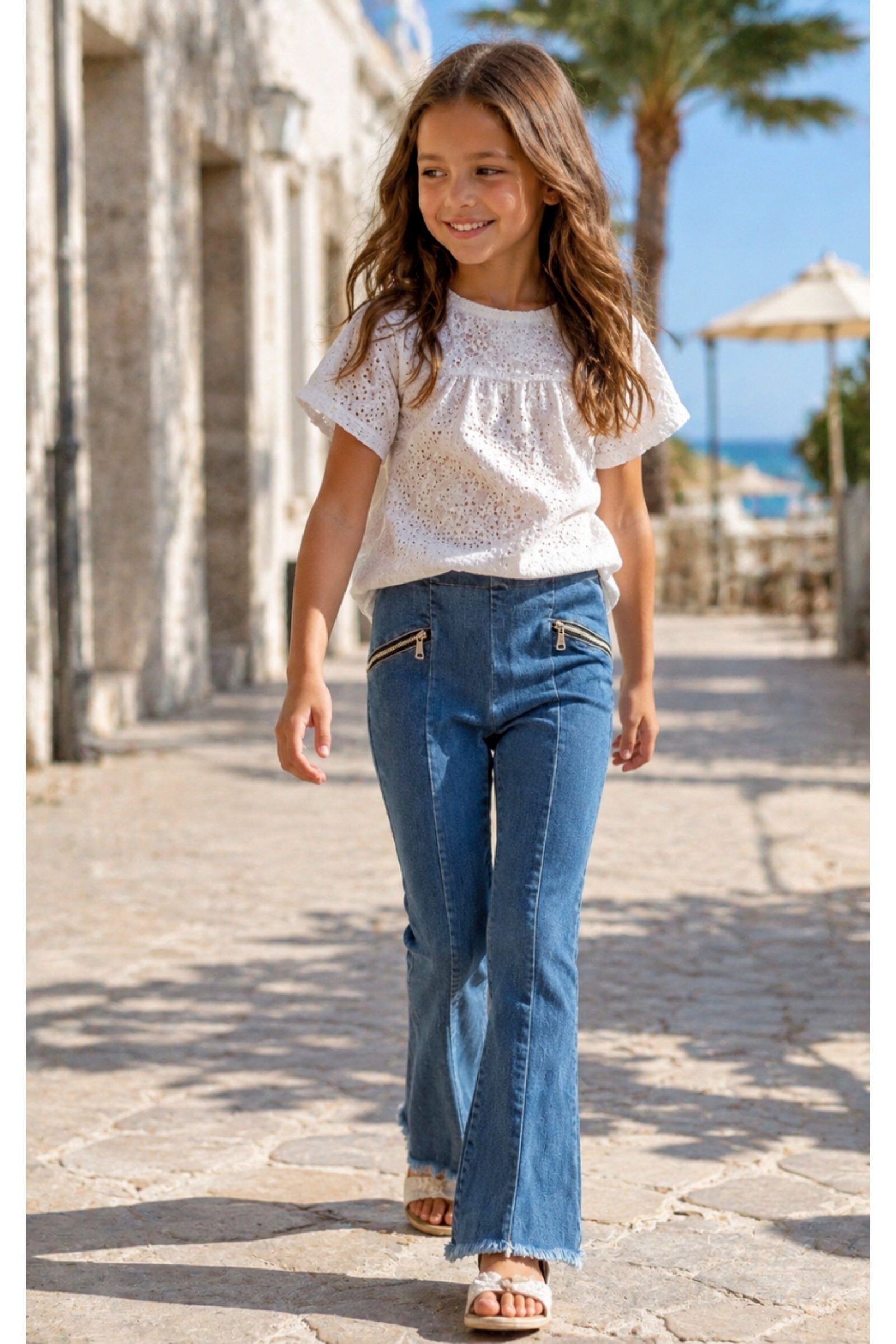 Grossiste Squared & Cubed - Pantalon jegging coupe flare en denim fille