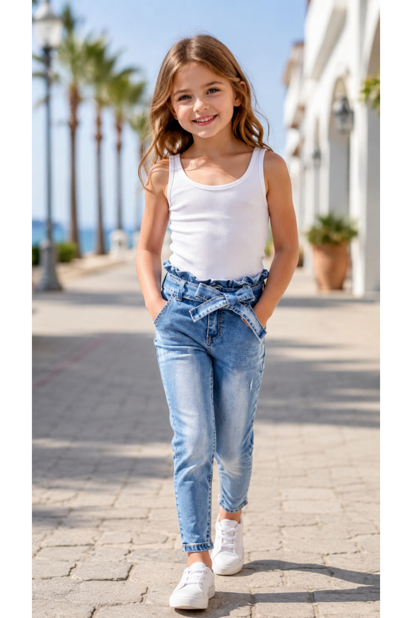 Grossiste Squared & Cubed - Jeans fille slim fit paperbag