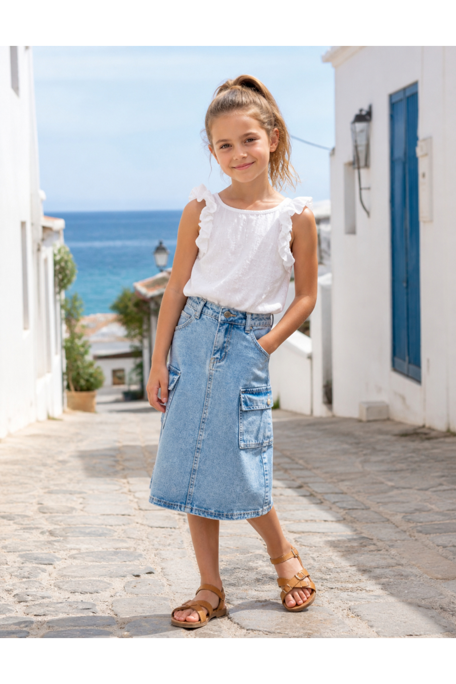 Grossiste Squared & Cubed - Jupe longue en jeans avec poches cargo