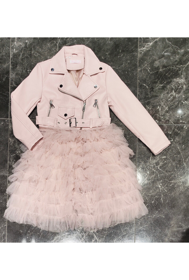 Wholesaler Squared & Cubed - Faux leather perfecto jacket with removable tulle skirt