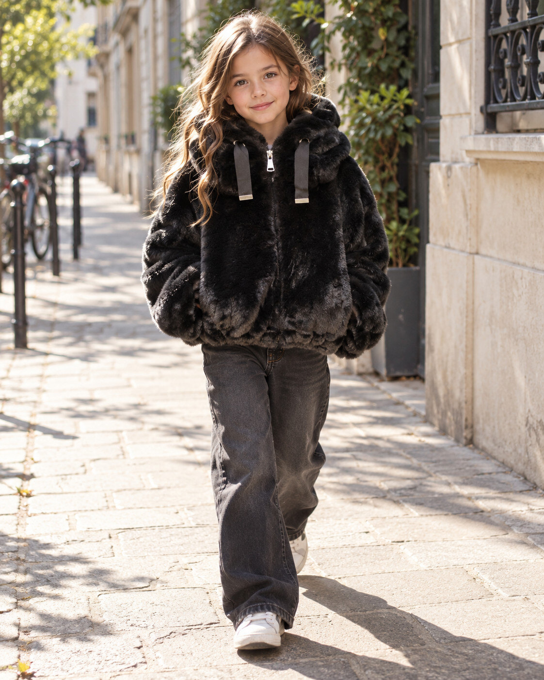 Grossiste Squared & Cubed - Veste à capuche fille chaude et épaisse en imitation fourrure