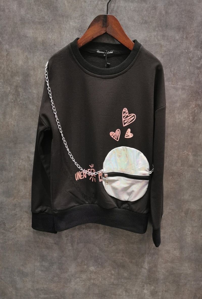 Grossiste Squared & Cubed - SWEAT A COL ROND IMITATION SAC AVEC CHAINE