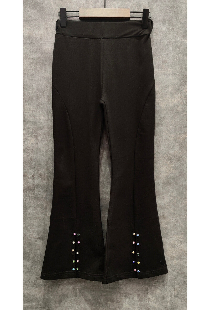 Wholesaler Squared & Cubed - Flare cotton pants with slits and colorful rhinestones