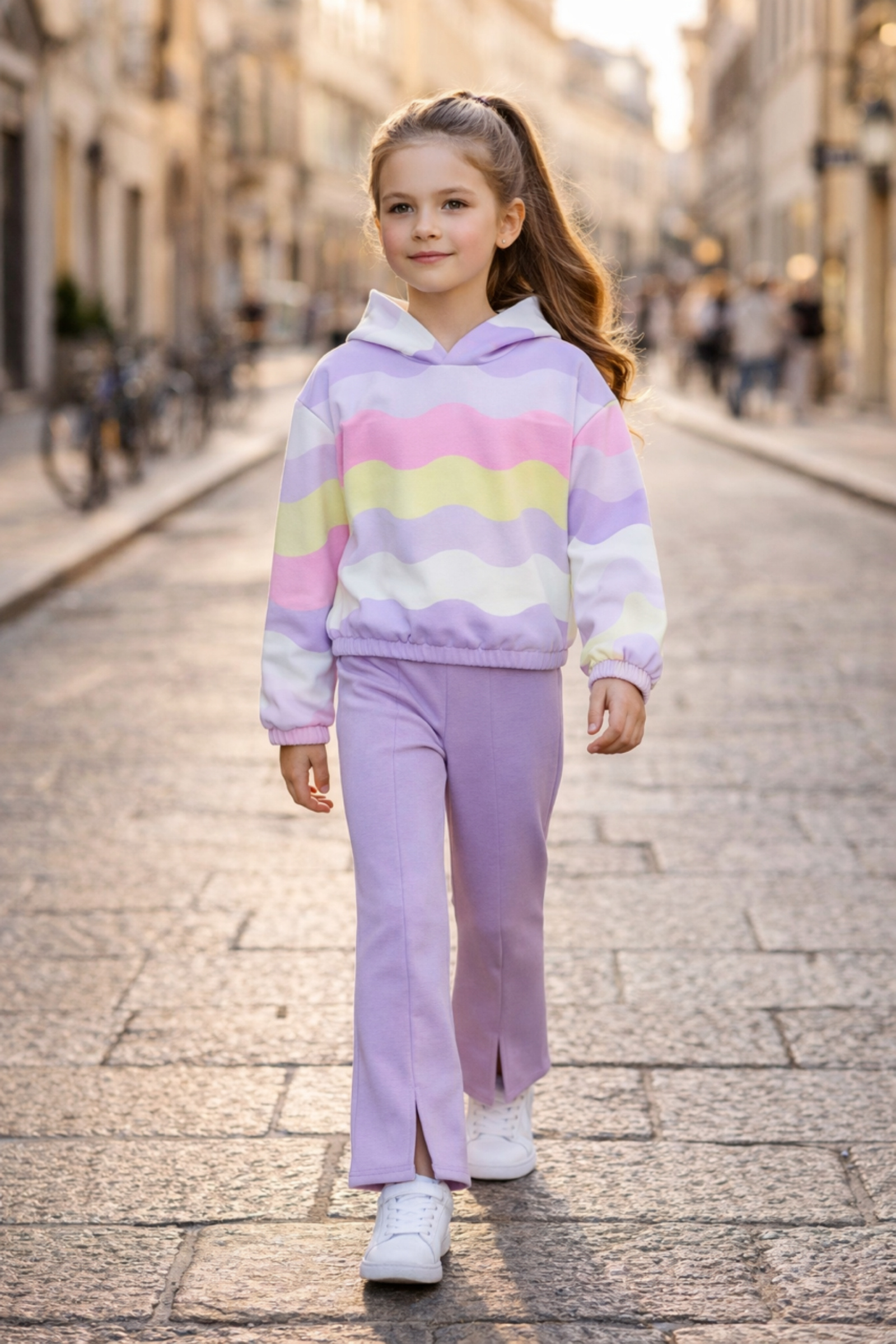 Grossiste Squared & Cubed - Pantalon jogging doux fille avec fentes sur le devant