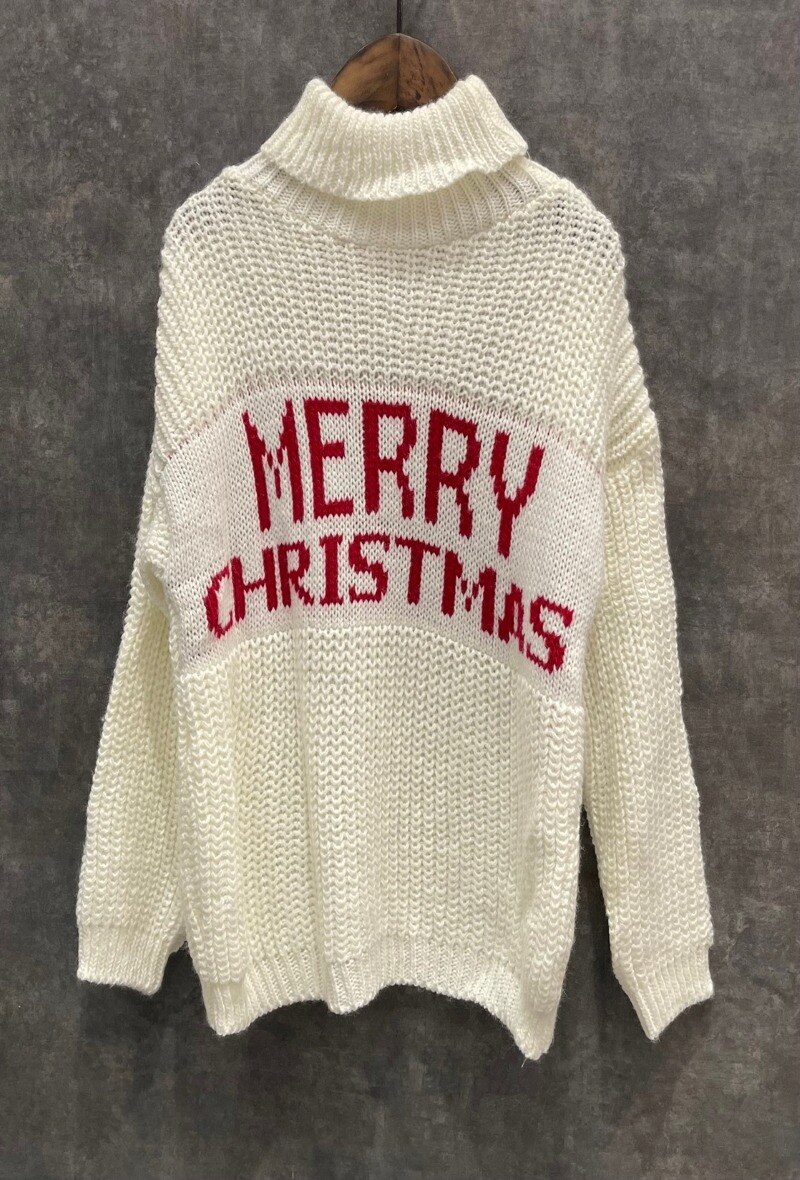 Grossista Squared & Cubed - Maglione a collo alto in misto lana "BUON NATALE"