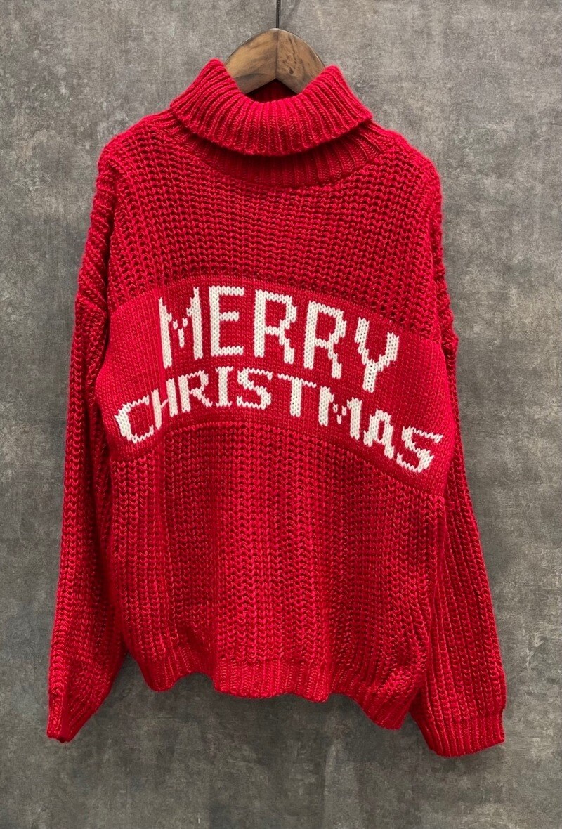 Grossiste Squared & Cubed - Pullover col roulé en laine mixte "MERRY CHRISTMAS"