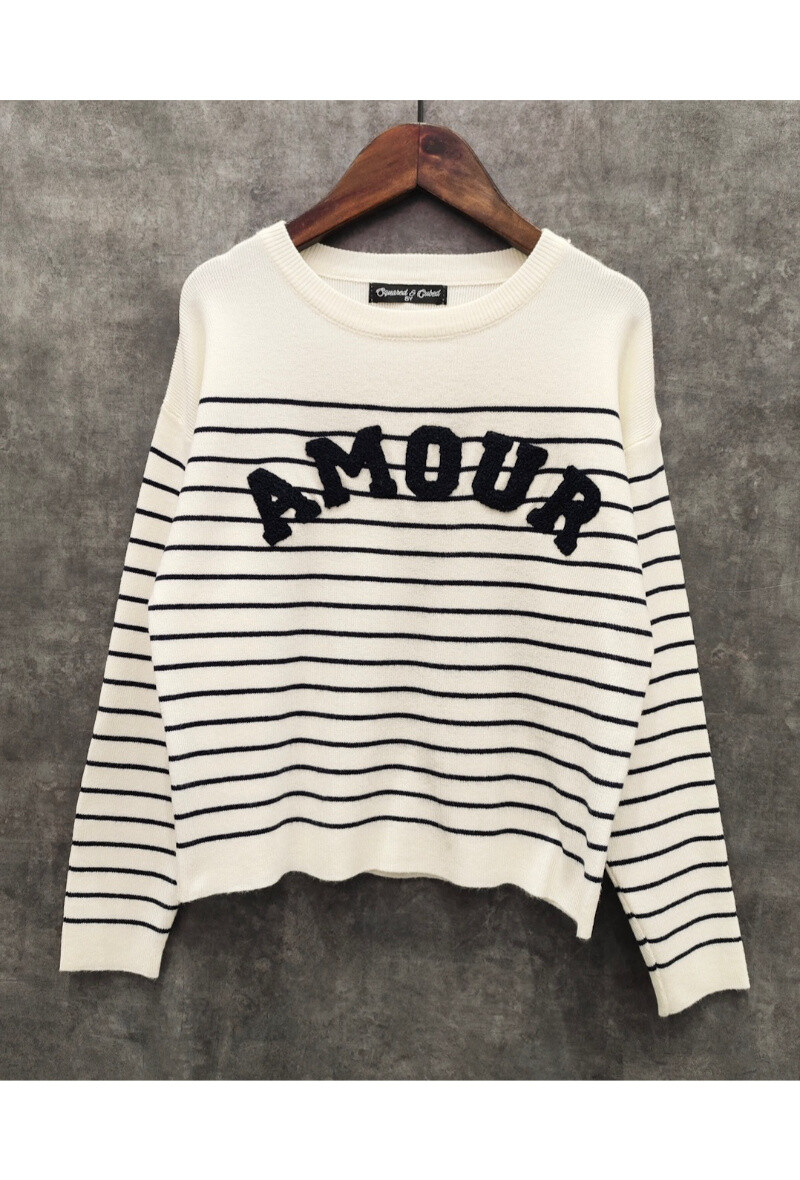 Wholesaler Squared & Cubed - Girls' loose sailor sweater with AMOUR fleece patches