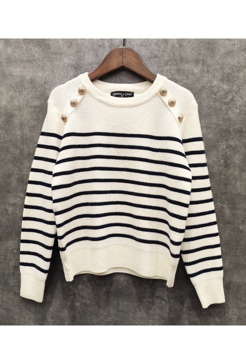 Grossista Squared & Cubed - Maglione da marinaio per ragazze in maglia spessa con bottoni dorati