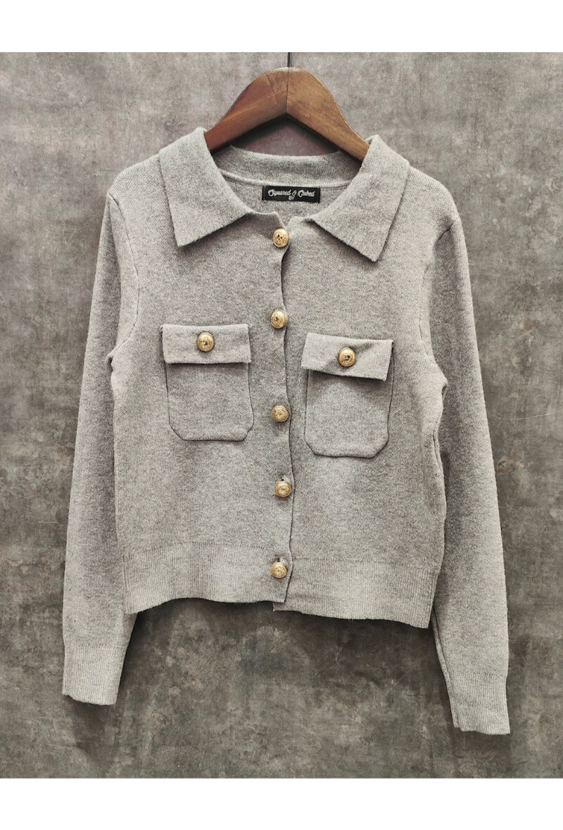 Wholesaler Squared & Cubed - Knit sweater with polo collar and gold buttons