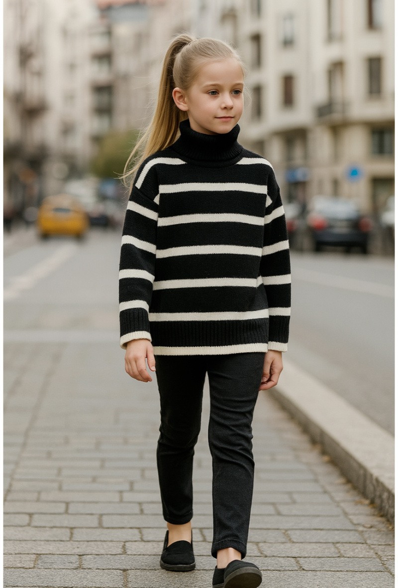 Grossiste Squared & Cubed - Pull marinière fille à col roulé