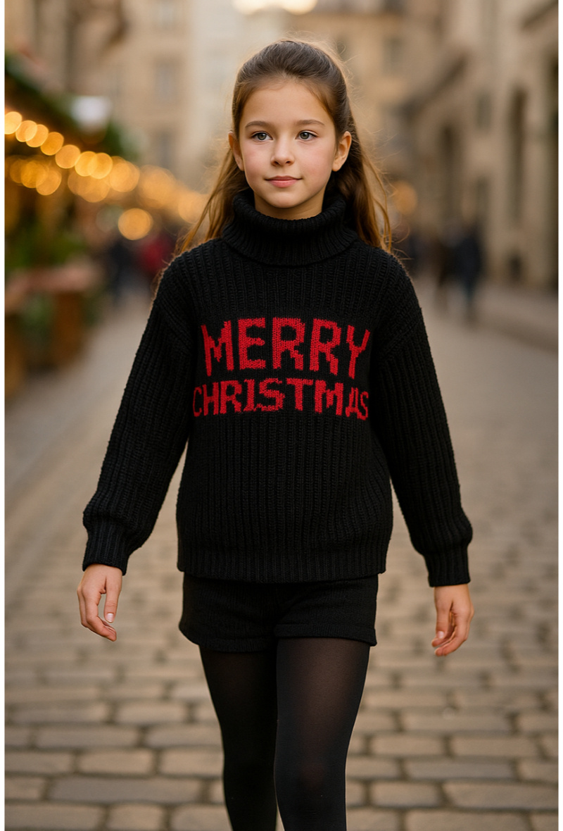 Wholesaler Squared & Cubed - Chunky Knit Jacquard Turtleneck Sweater Merry Christmas