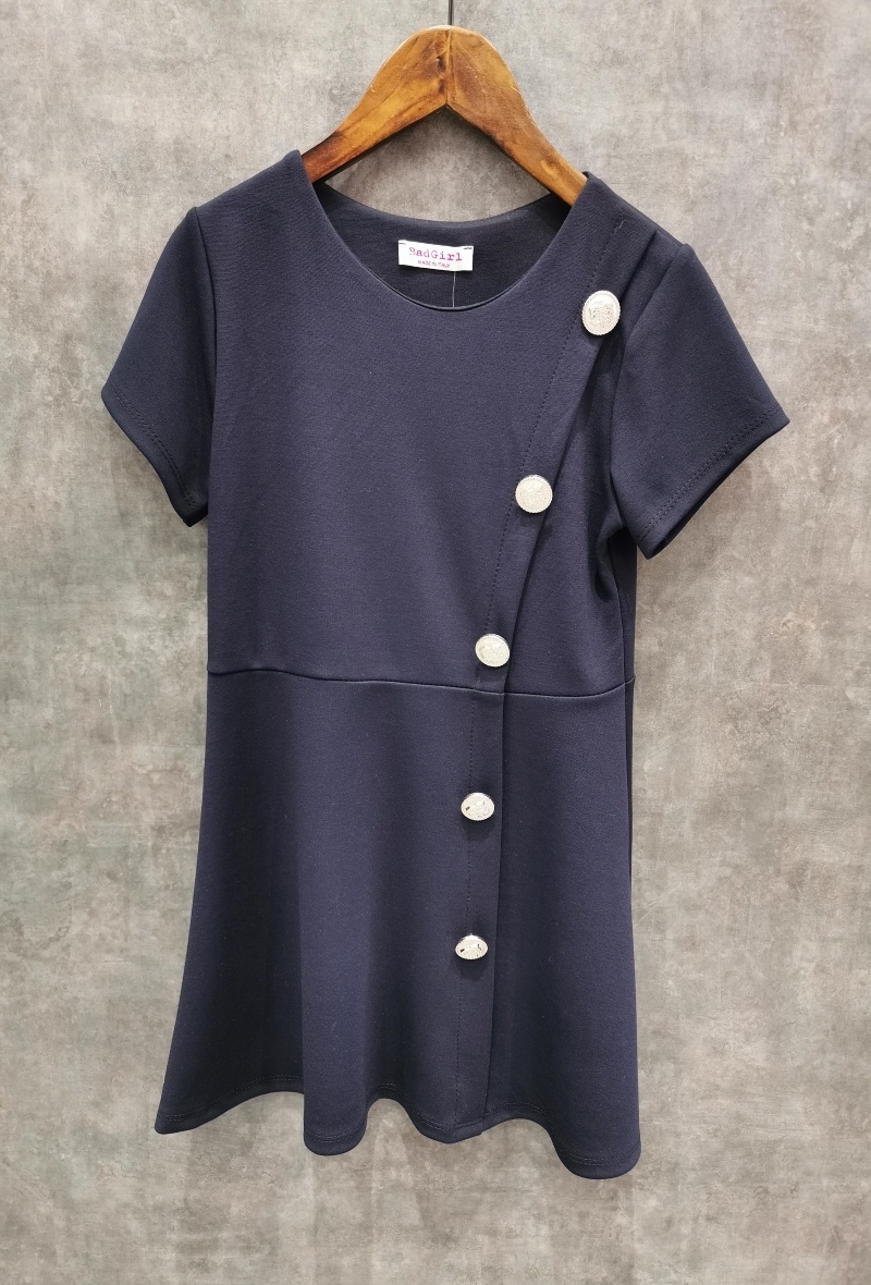 Grossiste Squared & Cubed - ROBE MANCHES COURTES EN COTON EPAIS ET BOUTONS DORES