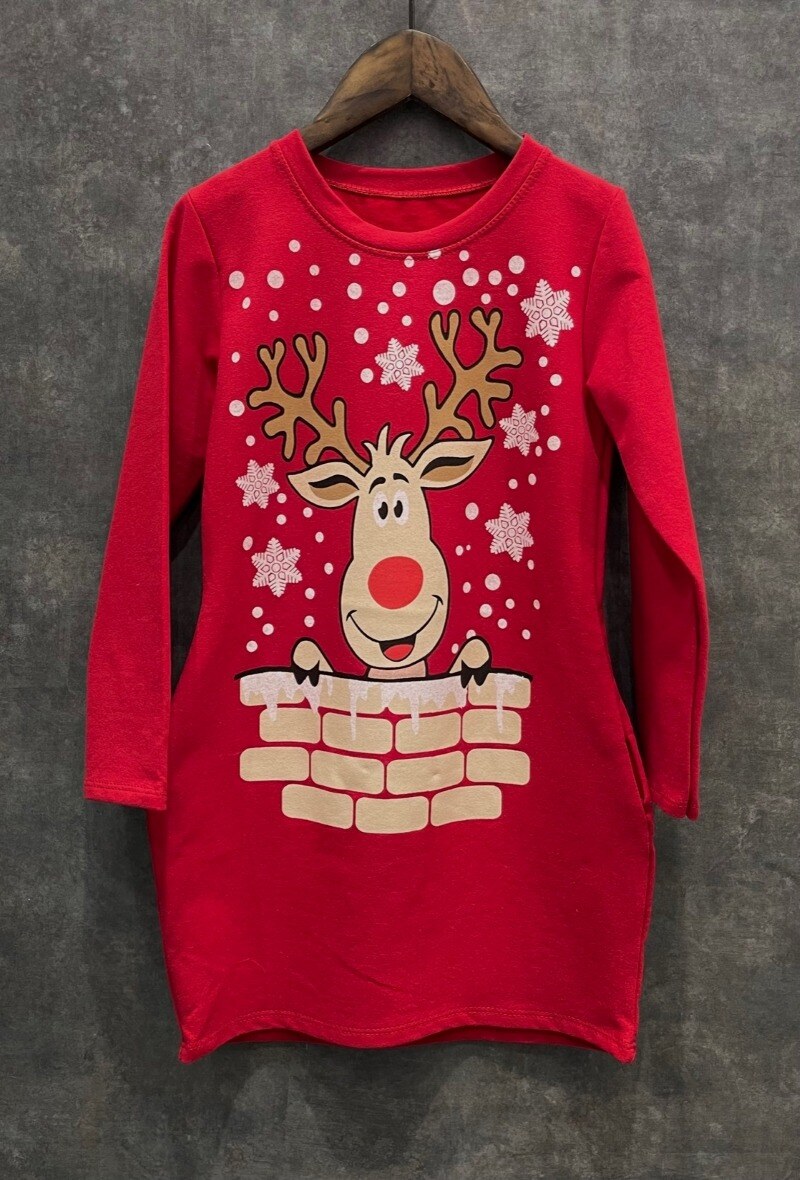 Grossiste Squared & Cubed - Robe en jersey molletonné imprimée "RENNE DE NOEL"