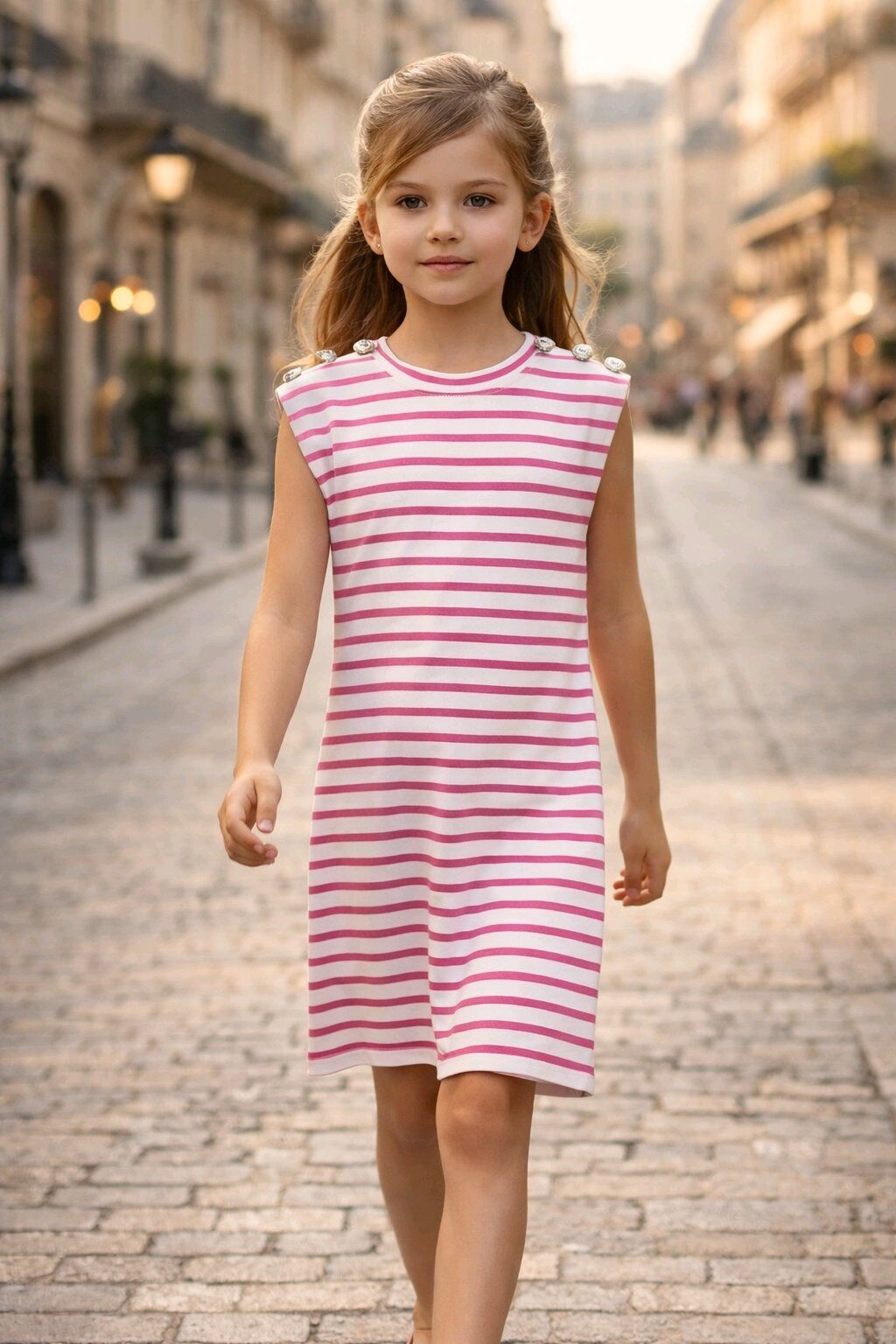 Grossiste Squared & Cubed - Robe mi-longue en coton marinière
