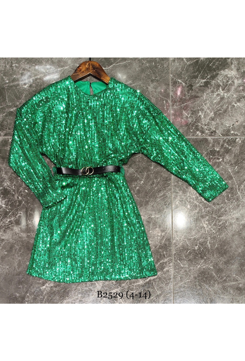 Großhändler Squared & Cubed - Kleid mit Paillettenärmeln und Gürtel