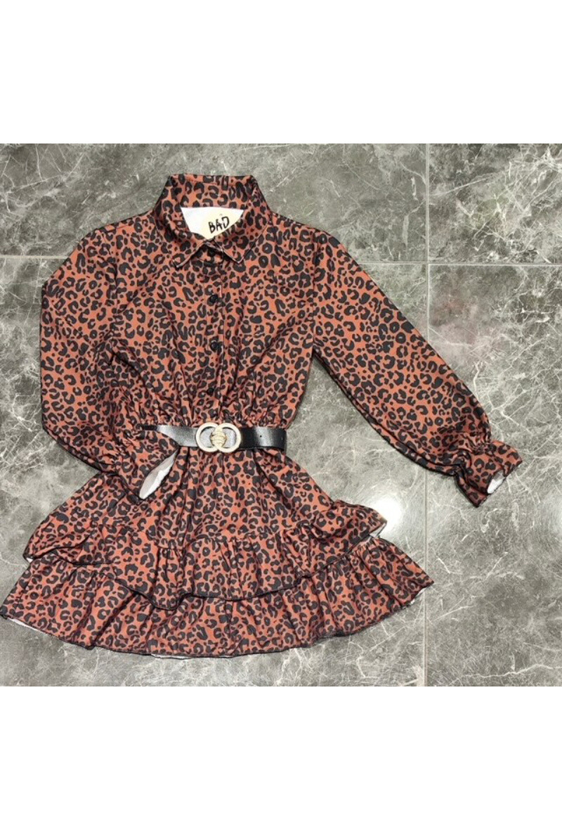 Wholesaler Squared & Cubed - Leopard print ruffle dress with belt