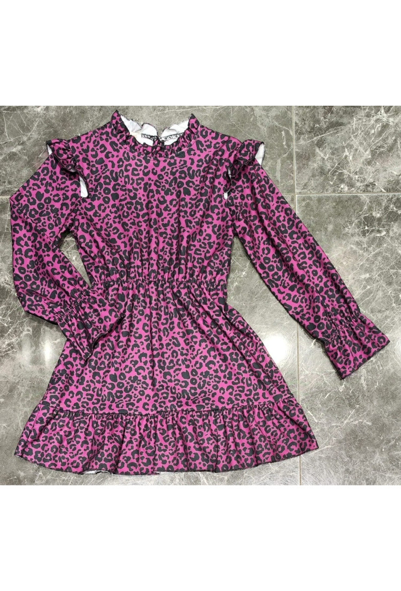 Grossiste Squared & Cubed - Robe à volants imprimée léopard