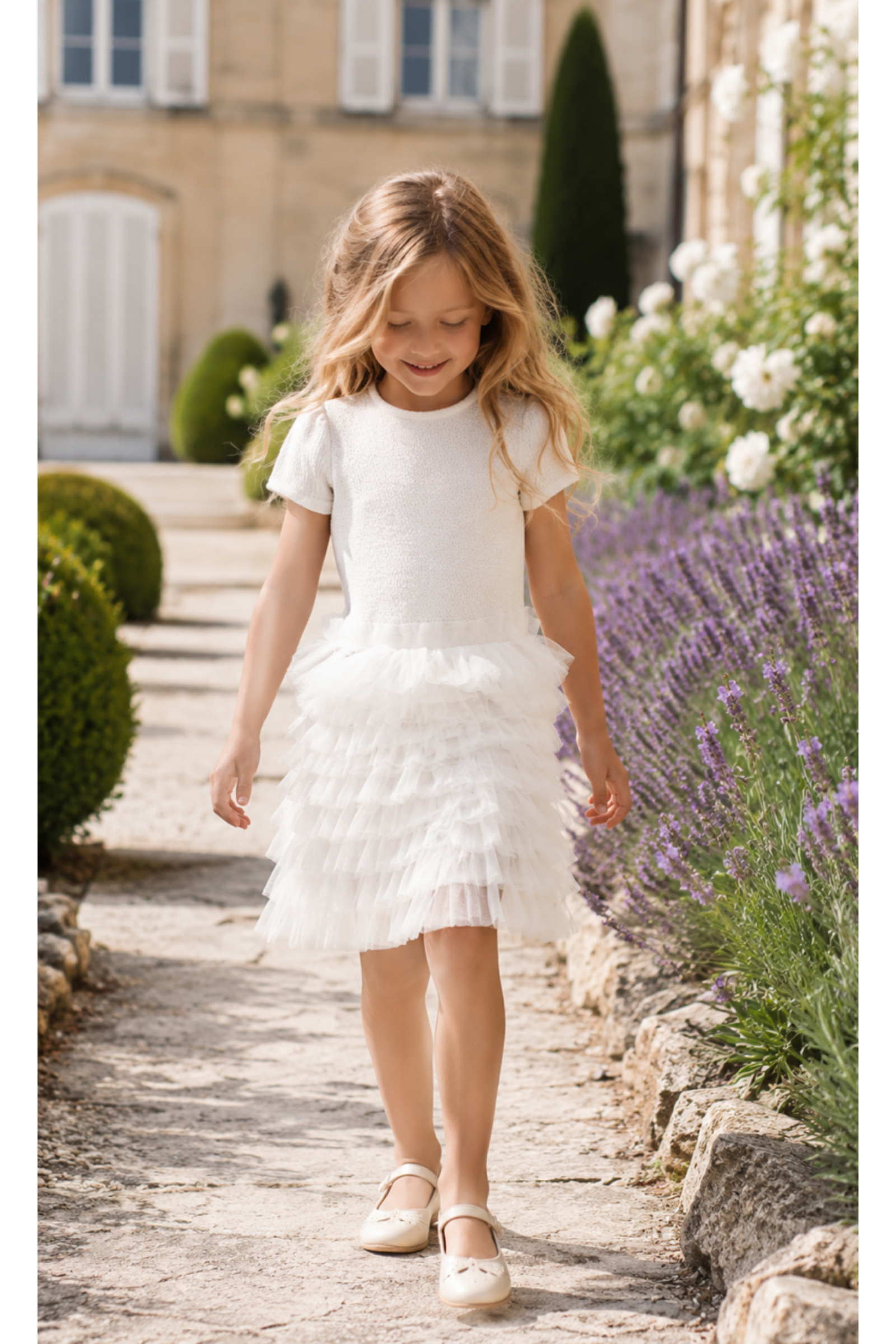 Grossiste Squared & Cubed - Robe de fête fille en bi-matière à manches courtes