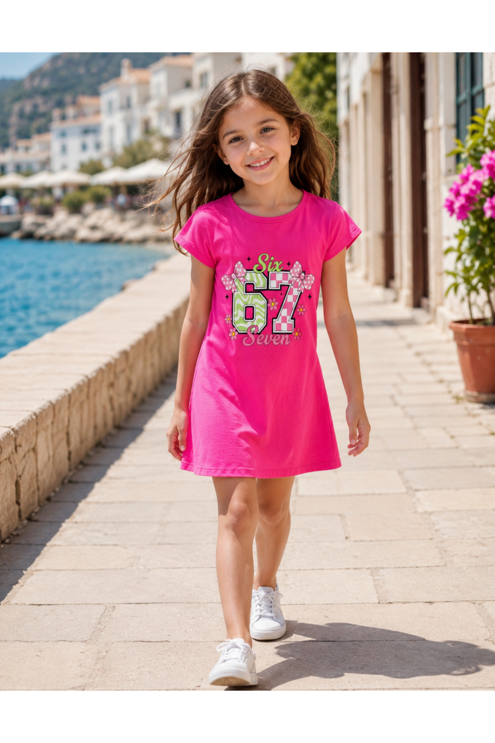 Grossiste Squared & Cubed - Robe tshirt fille avec impression Flowers 67