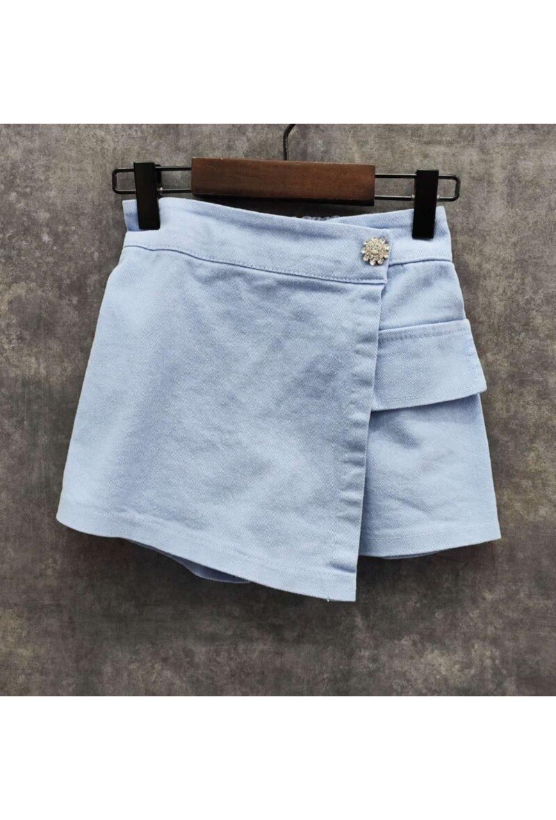 Gonna corta in jeans con bottoni in strass - Immagine principale