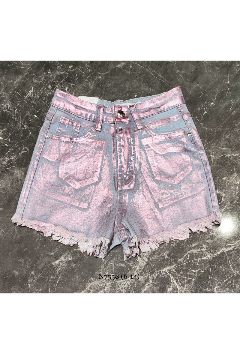 Grossiste Squared & Cubed - Short en jeans fille avec effet metallisé