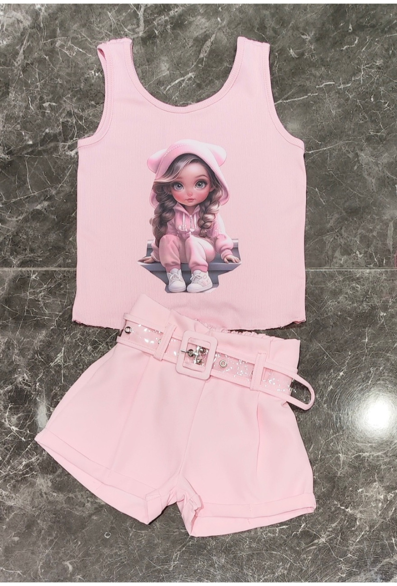 Short ragazza con cintura - Rosa Ombra - 2 - formato grande