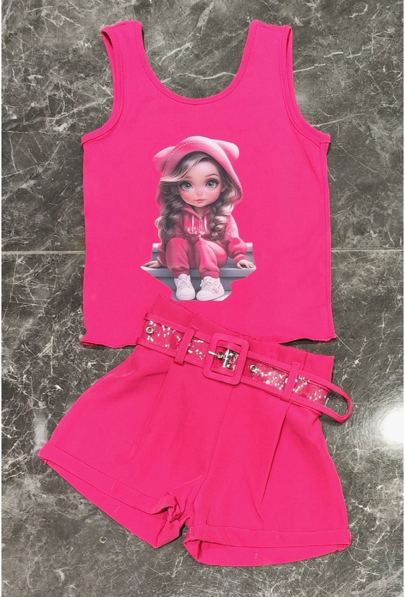 Short ragazza con cintura - Fucsia - 2 - formato grande