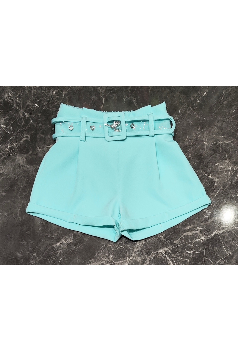 Short ragazza con cintura - Verde Acqua - 1 - formato grande