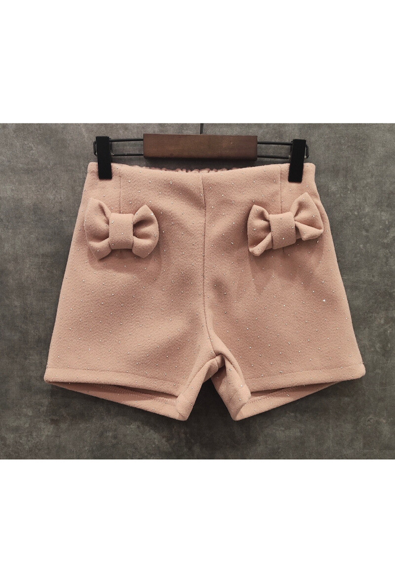 Wholesaler Squared & Cubed - Wool shorts with small diamond rhinestones and decorative bows