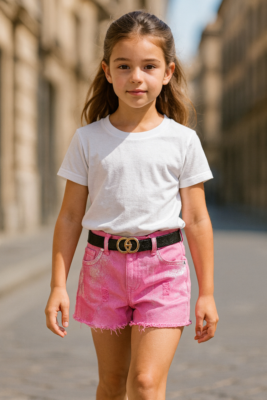 Grossiste Squared & Cubed - Short fille irisé argenté avec ceinture