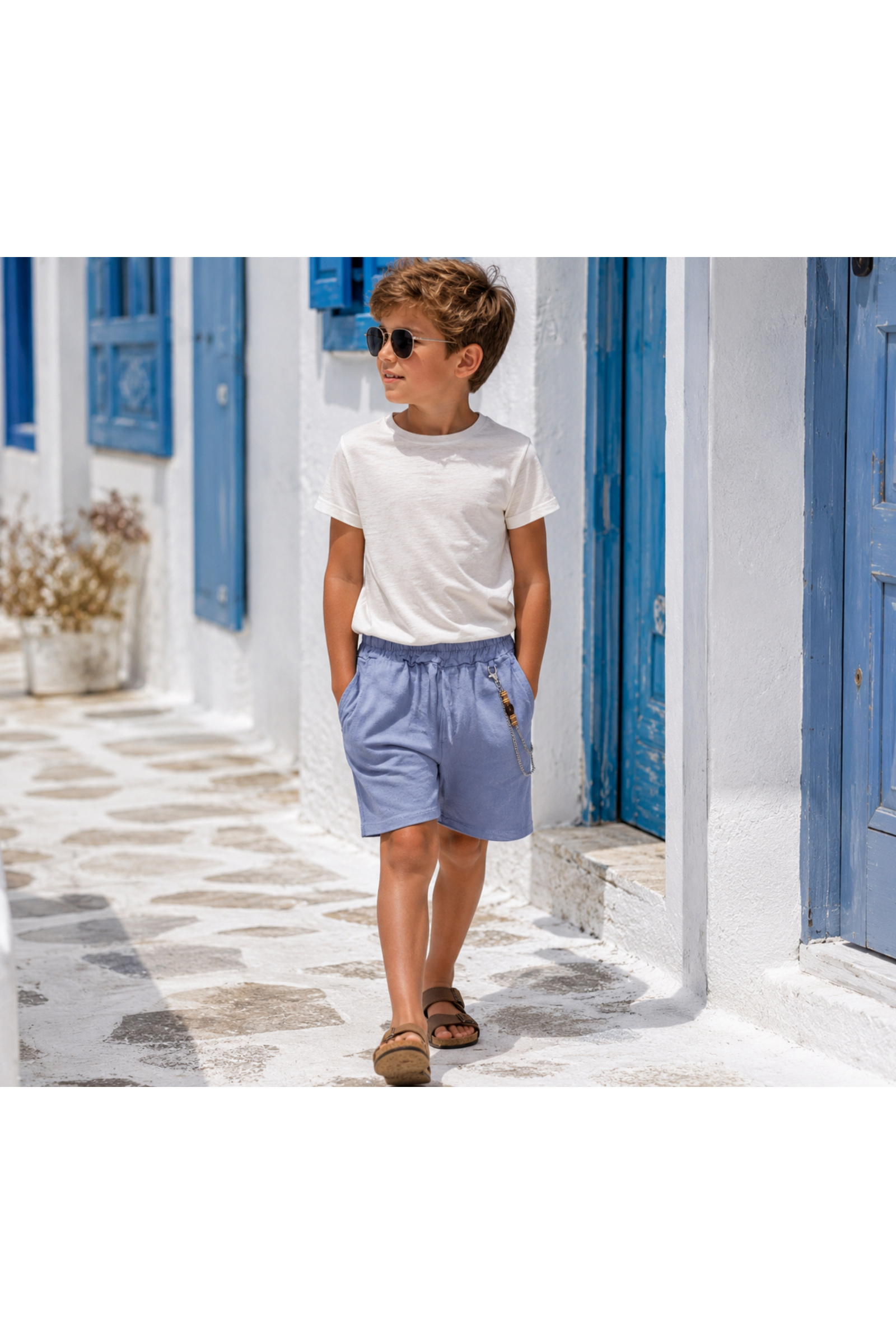 Grossiste Squared & Cubed - Short en coton doux garçon avec chaine décorative