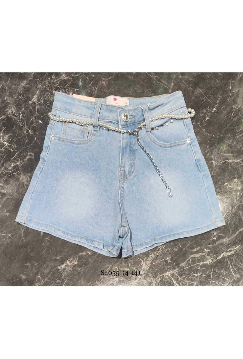 Wholesaler Squared & Cubed - Jeans girl shorts with fancy belt