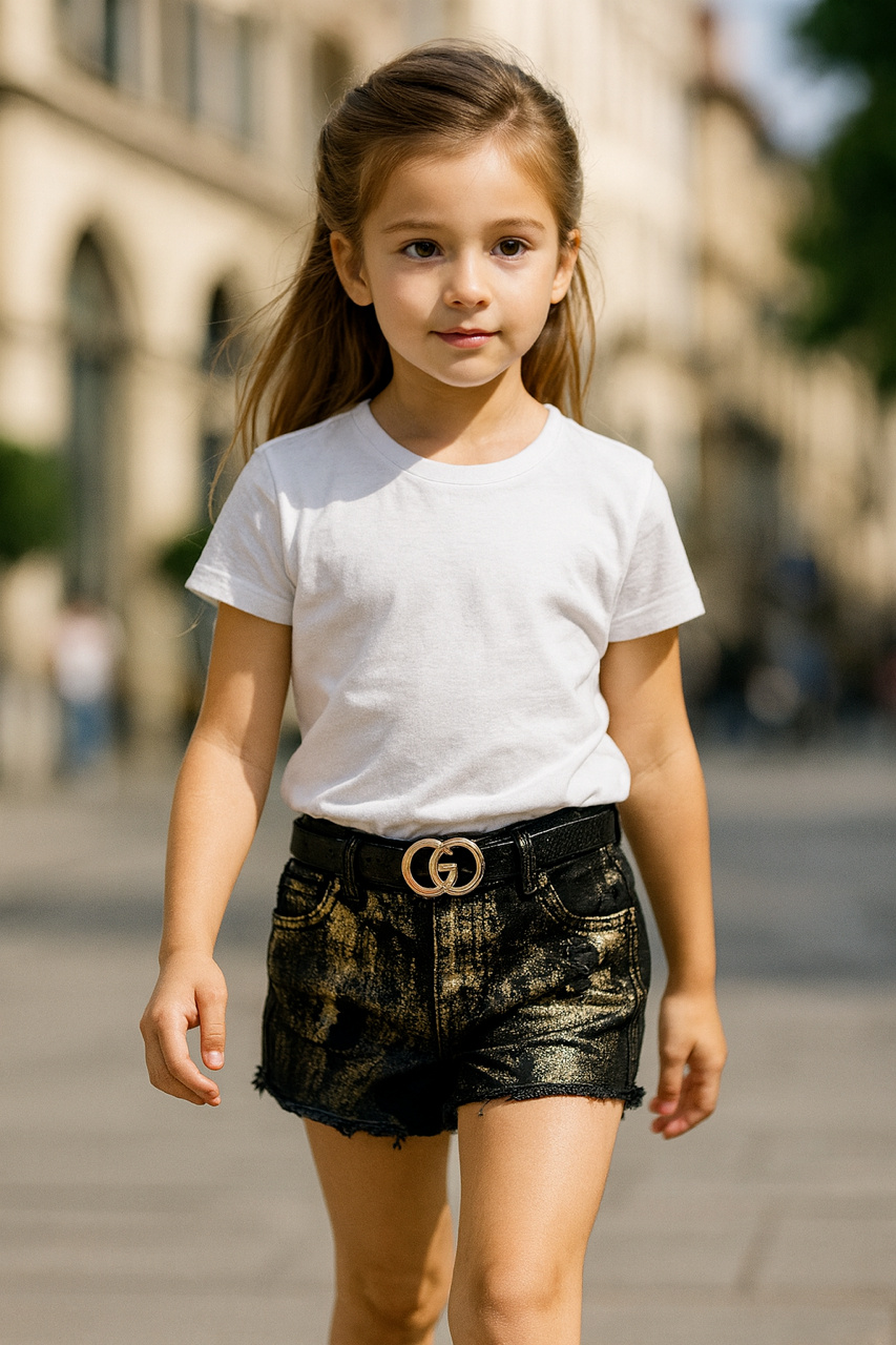 Grossiste Squared & Cubed - Short fille irisé doré avec ceinture