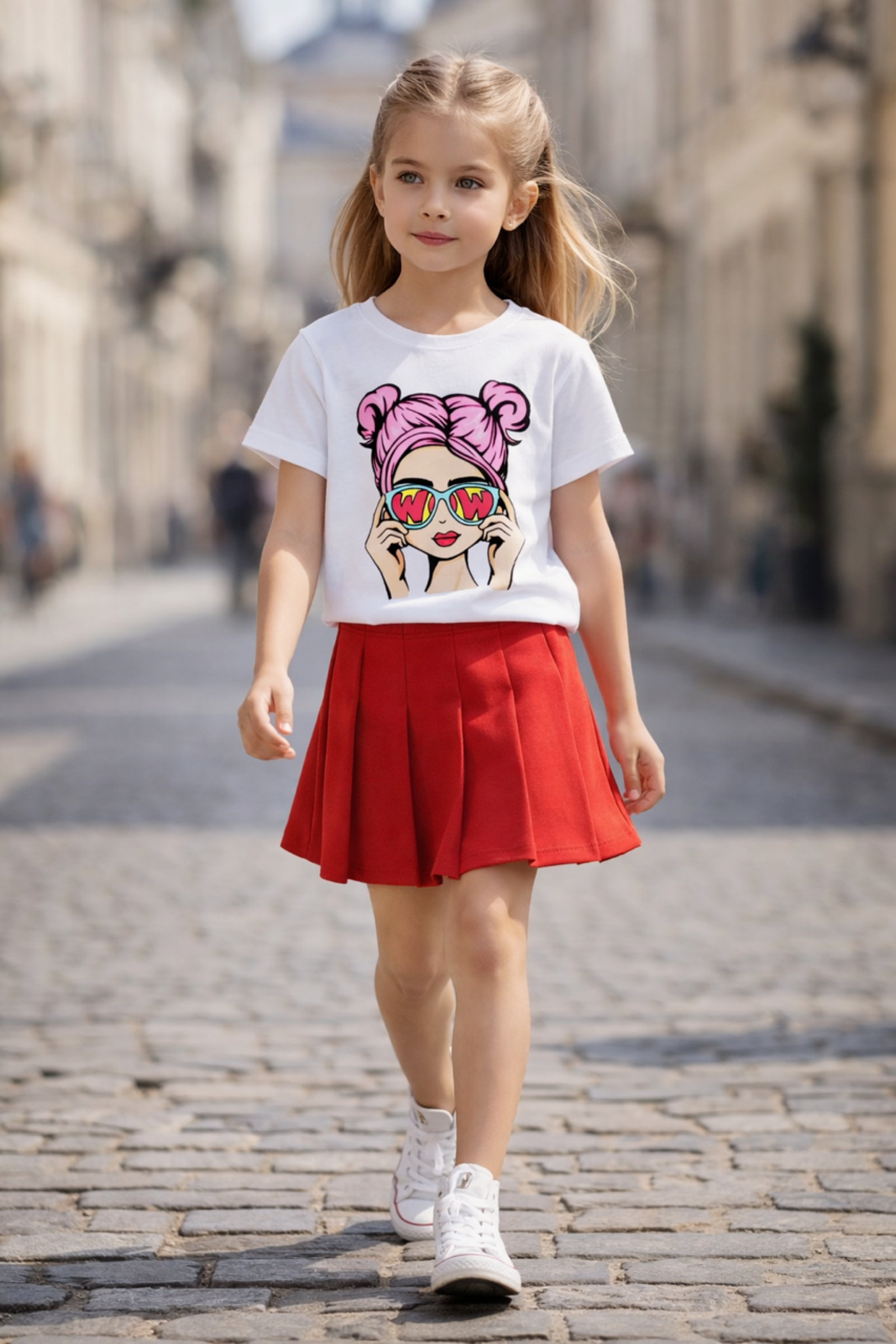 Grossiste Squared & Cubed - Jupe short plissée fille couleur pastelle