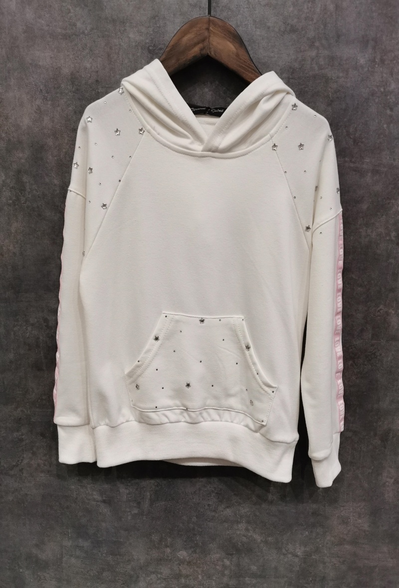 Grossista Squared & Cubed - Felpa con cappuccio con strass e fasce sulle maniche