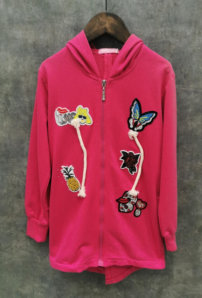 Grossista Squared & Cubed - Felpa con cappuccio e zip con toppe