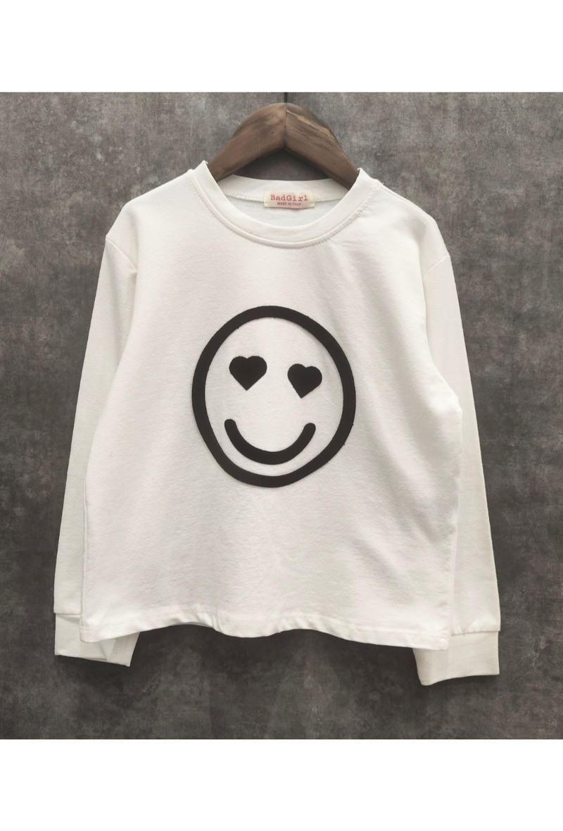 Großhändler Squared & Cubed - Mädchen-Sweatshirt mit Smiley-Aufnäher