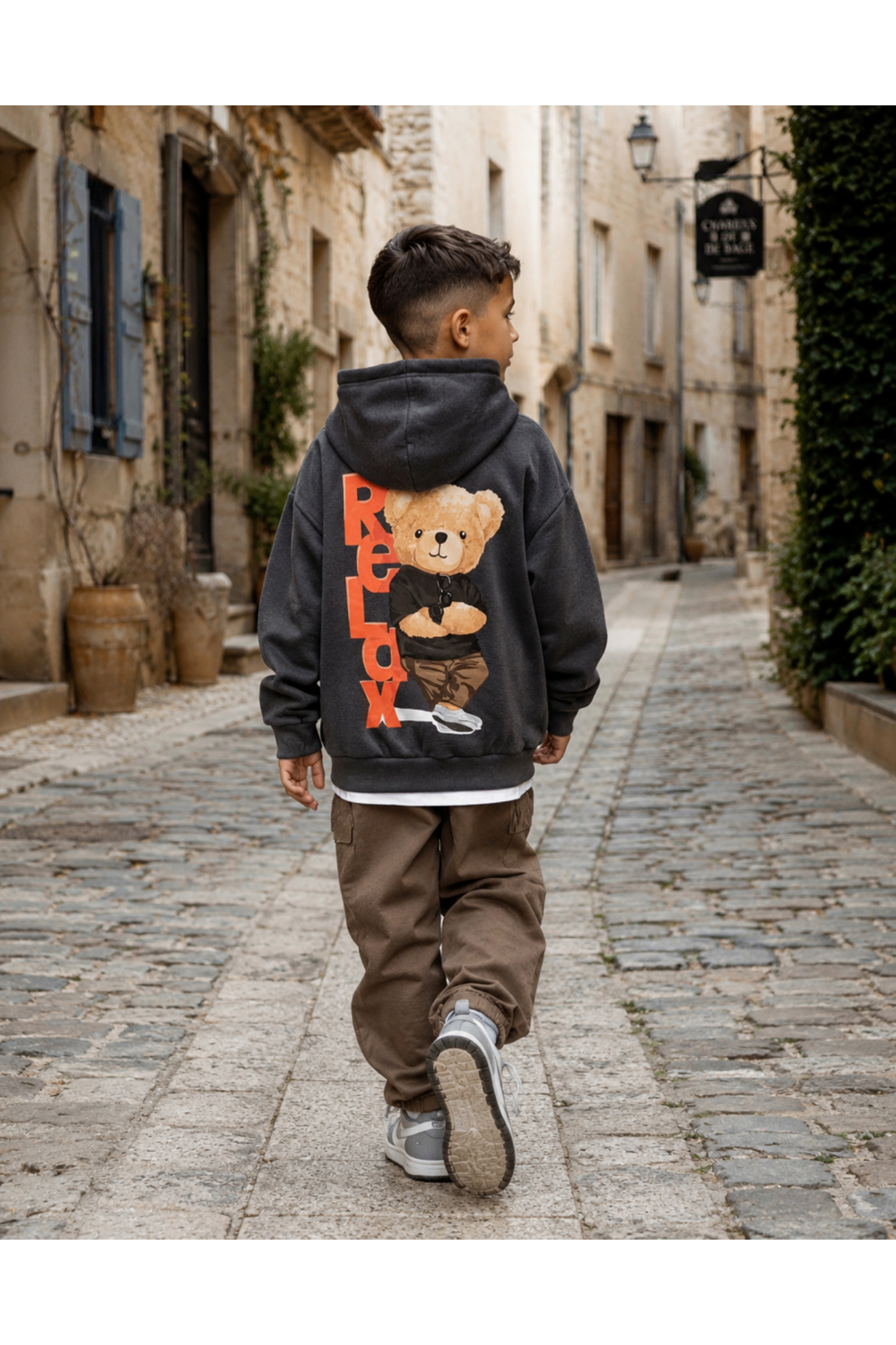 Großhändler Squared & Cubed - Jungen Kapuzenjacke mit Reißverschluss und Front- und Rückendruck