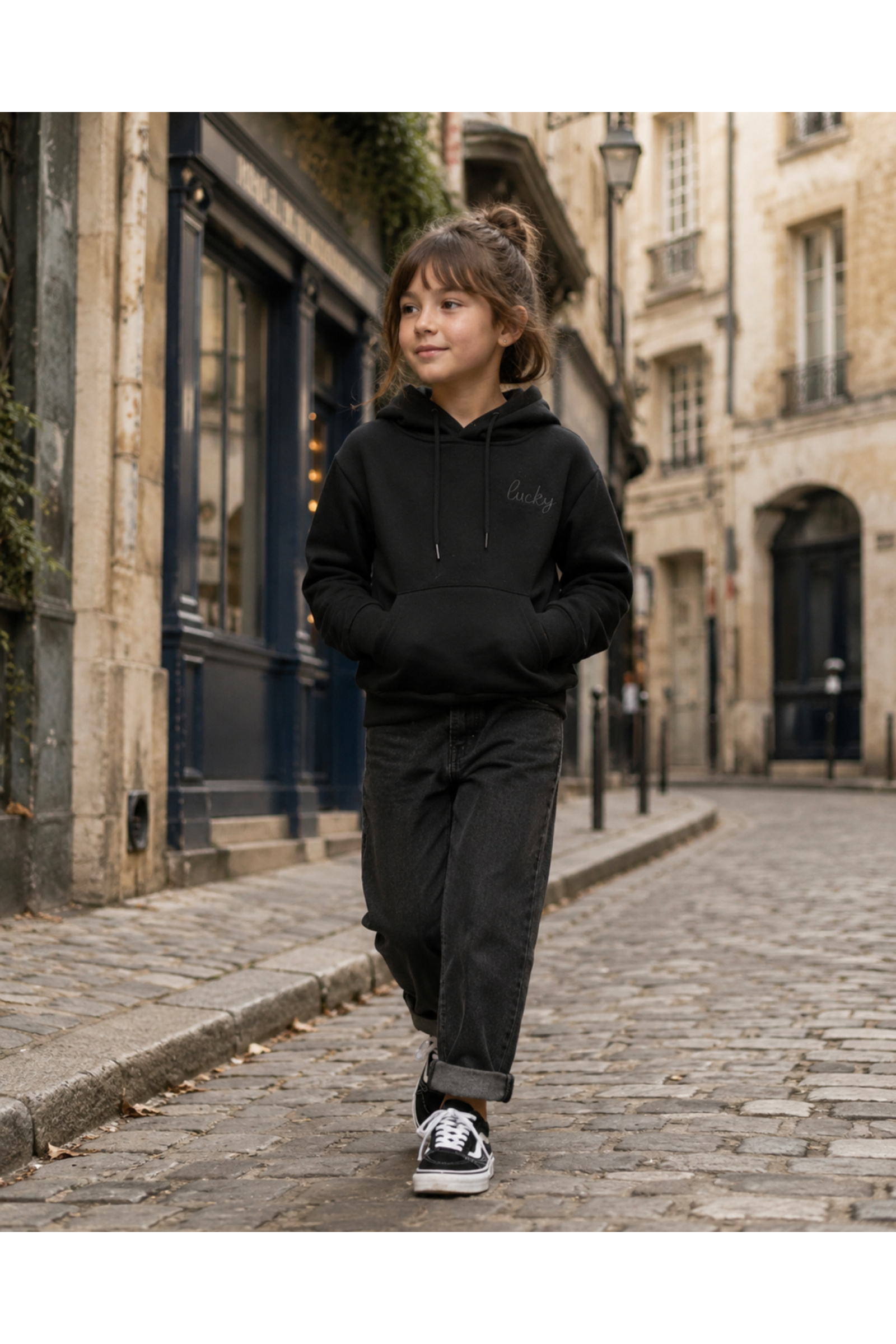 Grossiste Squared & Cubed - Sweat à capuche fille avec manches élastiquées avec broderie Lucky