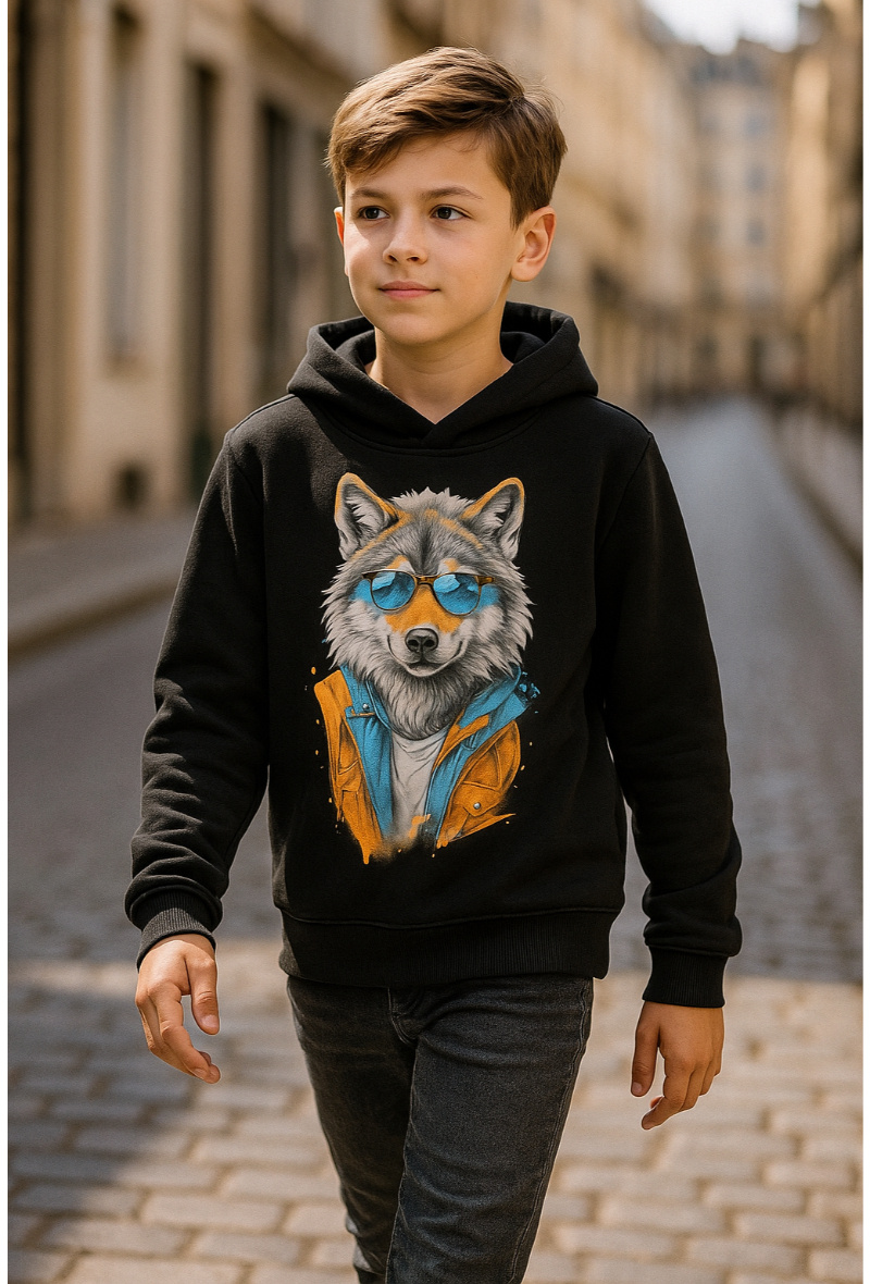 Großhändler Squared & Cubed - Dicker bedruckter Kapuzenpullover für Jungen