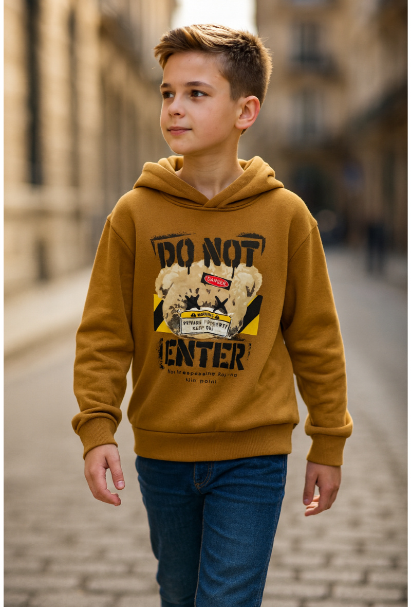 Großhändler Squared & Cubed - Dicker Kapuzenpullover mit Print für Jungen